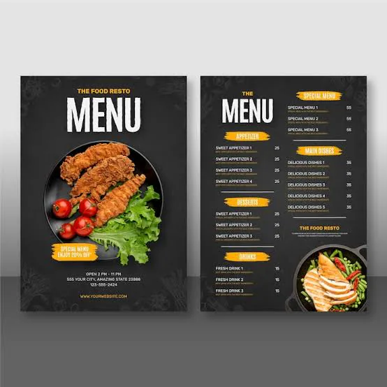 Menu Cards (Restaurant/Cafe)